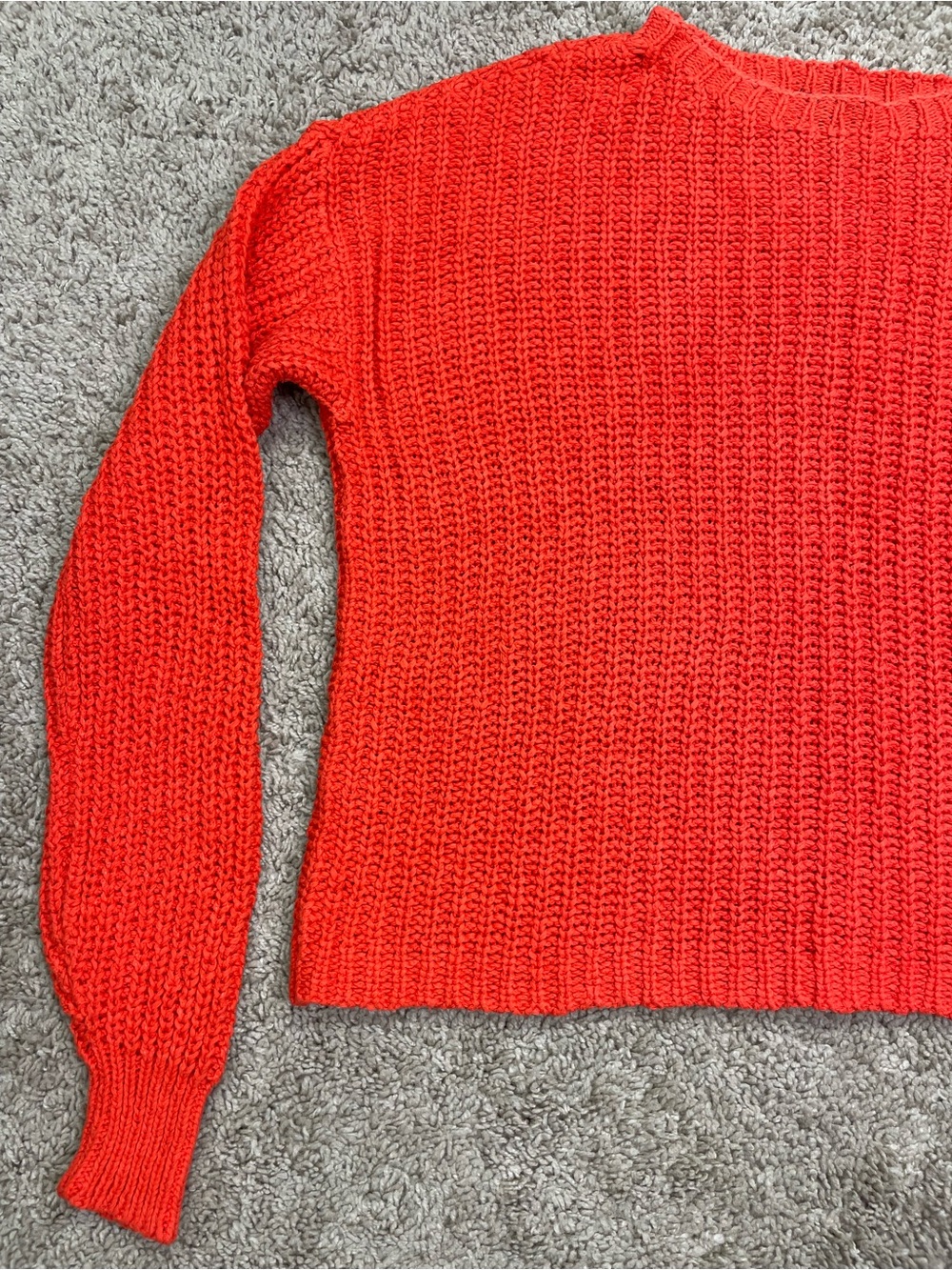 Eileen Fisher Bright Orange Crewneck Knit Sweater - Picture 3 of 10